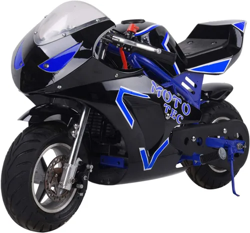 Vista 2 de MotoTec - Motocicleta de bolsillo de gas GT 49 cc, 2 tiempos, color azul