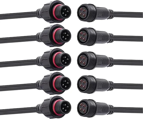 Vista 13 de Conector impermeable de 2 cables, conector LED macho hembra de 16 AWG de 2 pines con cable de extensión IP65, 7.9 in para automóvil, tira de luces