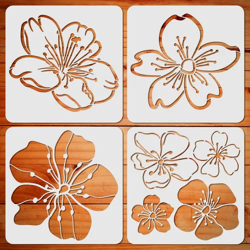 Vista 12 de ORIGACH 9 PCS 11.8x11.8 pulgadas Plantillas Abstractas Minimalistas Modernas de Mujeres, Patrón de Cara Femenina Floral Plantillas Grandes de PET