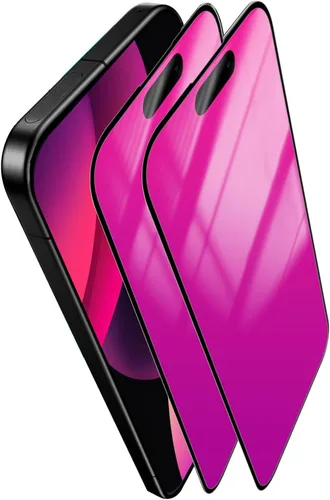 Vista 22 de Paquete de 2 protectores de pantalla de privacidad para iPhone 11 Pro Max/XS Max, vidrio templado antiespía, efecto espejo colorido degradado