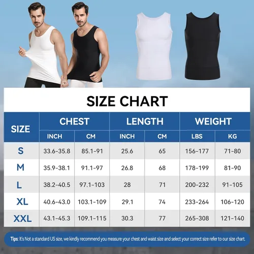 Vista 6 de YOWODA Faja moldeadora de cuerpo para hombre, camiseta sin mangas de compresión adelgazante para control de abdomen, pecho para ginecomastia