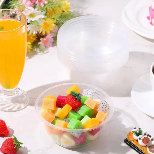 Vista 6 de Aoriher Paquete de 100 cuencos de plástico desechables de 16 onzas para boda, de plástico duro transparente para ensalada de Acai, cuencos de postre
