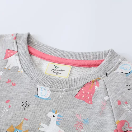 Vista 2 de Sudaderas de manga larga para niñas pequeñas, sudadera con estampado de dinosaurio, unicornio, 2-7T