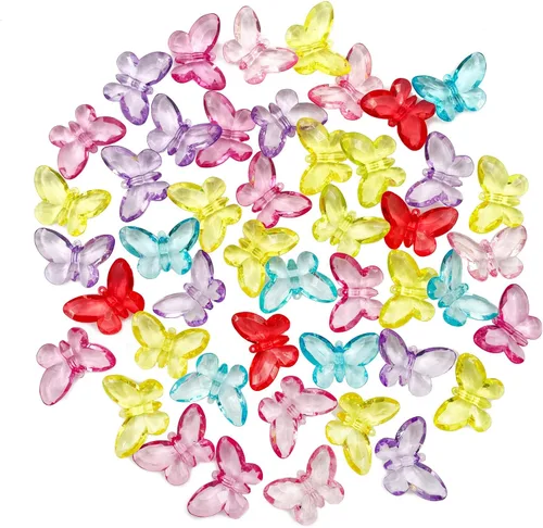 Vista 3 de Cristales acrílicos con diseño de mariposas de dibujos animados de colores surtidos para rellenos de jarrones, dispersión de mesa, recuerdo