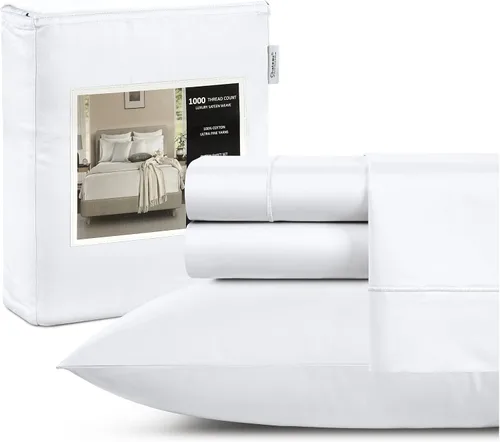 Vista 2 de CHATEAU HOME COLLECTION Juego de sábanas tamaño individual, sábanas de 1000 hilos tamaño individual de algodón, sábanas individuales de bolsillo 01