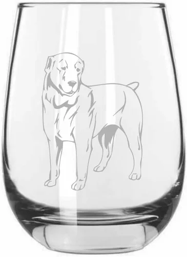 Vista 284 de Shar Pei (chino) - Vaso de vino sin tallo grabado para perro, 15.25 onzas