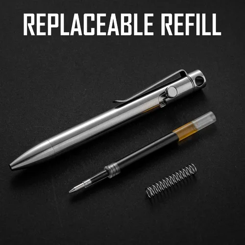 Vista 2 de KeyUnity KP03ST Titanium EDC Bolt Action Pen & KM14SW Titanium EDC Llavero Clip con Abrebotellas Bundle