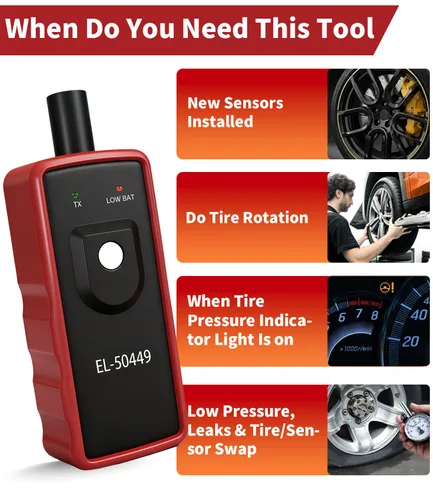 Vista 7 de Herramienta de reaprendizaje para Ford TPMS, FIRSTOOL EL-50449 TPMS, herramienta de reinicio del sensor de presión de neumáticos para Ford Lincoln