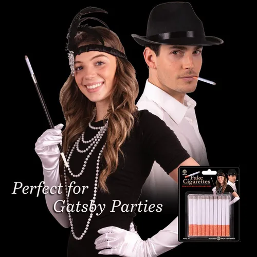 Vista 5 de Cigarrillos falsos de jirafa, paquete de 10 – Disfraz de cigarrillo falso de los años 20 – Accesorios rugientes de los años 20 para mujeres