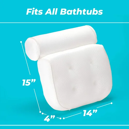 Vista 6 de BASIC CONCEPTS Almohada de bañera para soporte de cuello y espalda con gancho de secado, almohada de bañera reposacabezas lavable a máquina