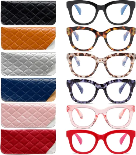 Vista 12 de Oversized Reading Glasses for Women,3 Pack Blue Light Blocking Computer Spring hinge Readers