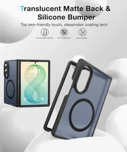 Vista 2 de NO.1 Magnetic for Samsung Galaxy Z Fold 8 Case with MagSafe Black [Military Grade Drop Tested][Translucent Matte][Anti-Fingerprint] Soft Silicone