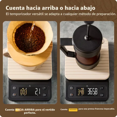 Vista 4 de Greater Goods Báscula de café con temporizador, precisión de 0.004 oz para Abedul