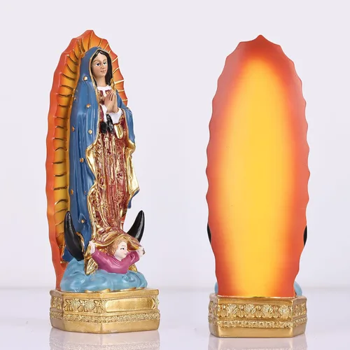 Vista 5 de Estatuas de la Virgen de Guadalupe orenm, Estatua de Nuestra Señora de Guadalupe de 8 Pulgadas en Color, Estatua de Resina de la Virgen María