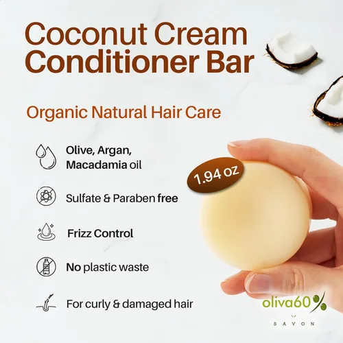 Vista 2 de Barra acondicionadora de crema de coco, cabello rizado, extra hidratante, cuidado del cabello, control del encrespamiento, oliva, argán, aceite