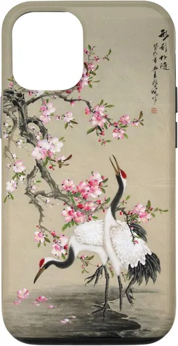 Vista 28 de Red Cap Cranes with Plum Blossoms Japanese Woodblock Art Case for iPhone 17