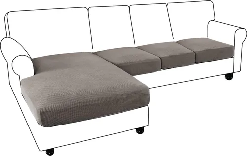 Vista 45 de Funda de sofá seccional de 3 piezas para sofá seccional en forma de L, protector elástico de muebles para sofá seccional izquierdo o derecho
