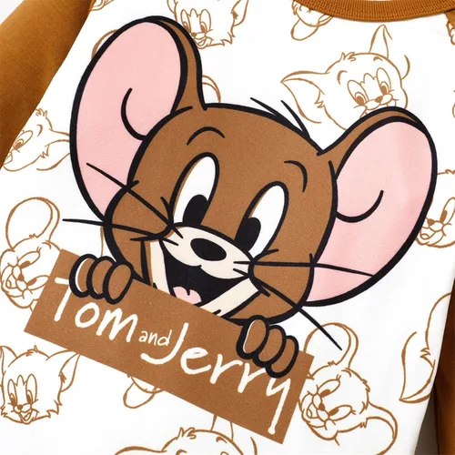Vista 5 de PATPAT Tom and Jerry - Mameluco de manga larga con estampado de personajes o pantalones lisos, 0-18 meses