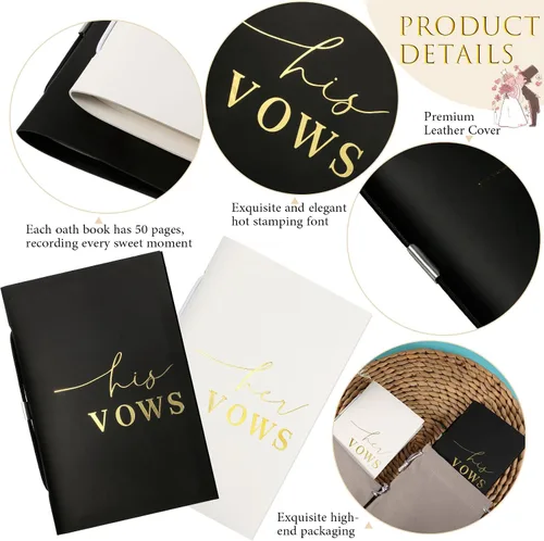 Vista 3 de 2 libros de votos de boda, para él y para ella, cuaderno de votos para boda, diario de votos de boda, libro oficial, 5.9 x 3.9 pulgadas, despedida