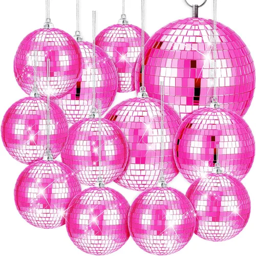 Vista 10 de WILLBOND Paquete de 12 Bolas de Discoteca con Espejos con Anillo Colgante para Decoraciones Divertidas de Fiesta Disco Retro, Efectos de Iluminación
