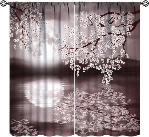Vista 16 de Cortinas florales de acuarela para dormitorio, sala de estar, cortinas de ventana de vides en cascada de glicina morada, paneles de ventana florales
