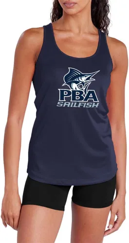 Vista 328 de Camiseta deportiva sin mangas oficial de NCAA Collegiate para mujer, con espalda cruzada, colección con logotipo primario