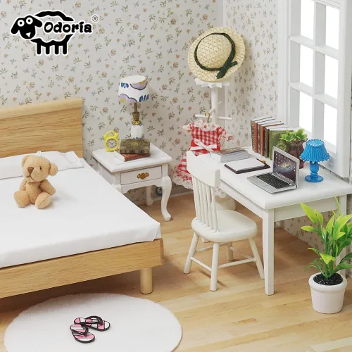 Vista 8 de Odoria 1/12 Litera en miniatura, accesorios para muebles de casa de muñecas
