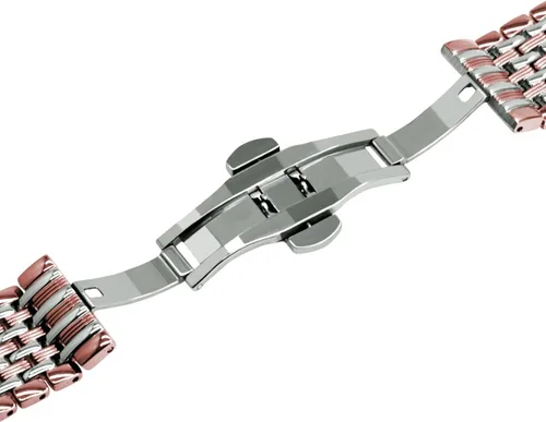 Vista 4 de Correa de reloj de metal de dos tonos con grabados cónicos de acero inoxidable para hombres y mujeres de 0.709 in, 0.787 in, 0.866 in, color negro