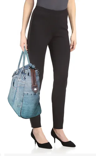 Vista 7 de Bijoux de Ja Bolso de mano grande de mezclilla azul con doble asa superior para mujer, Azul