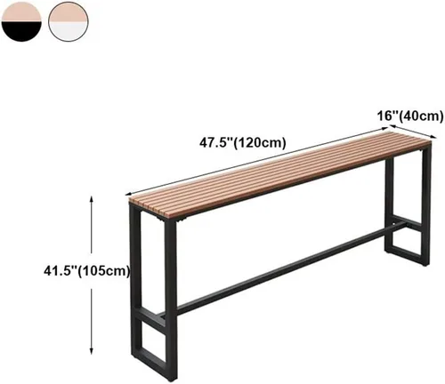 Vista 2 de LAKIQ Moderna mesa rectangular de bar para exteriores con caballete para exteriores, mesa de altura de pub para patio, mesa de madera fabricada