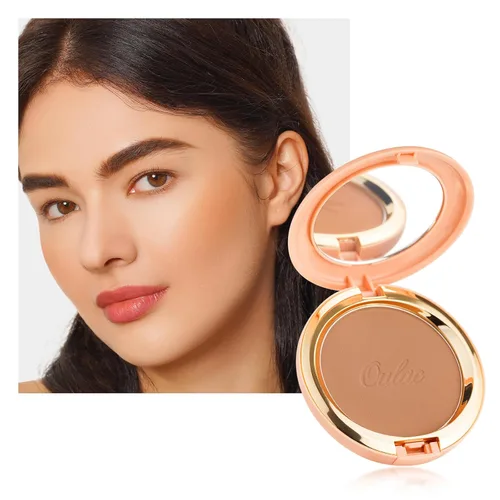 Vista 9 de Oulac Shimmer Bronzer - Maquillaje facial en polvo con espejo, aspecto bronceador natural SunKissed, bronceador crema altamente pigmentado, brillo