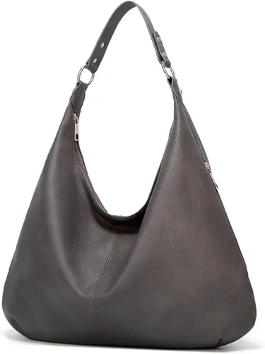 Vista 2 de Bolso Hobo para mujer, de piel sintética, suave, holgado, con cremallera