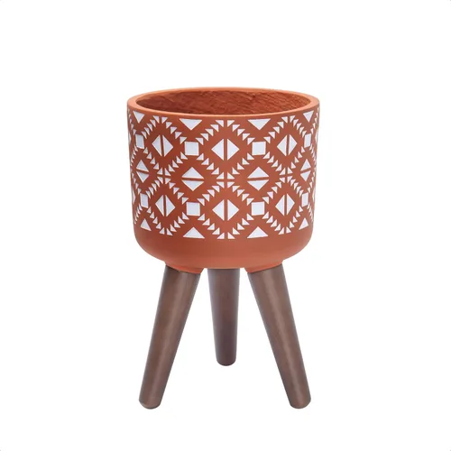 Vista 8 de D'vine Dev Maceta de 12 pulgadas con soporte, maceta alta de mediados de siglo con patas para plantas de interior, bronce/negro, 88-G-C-6