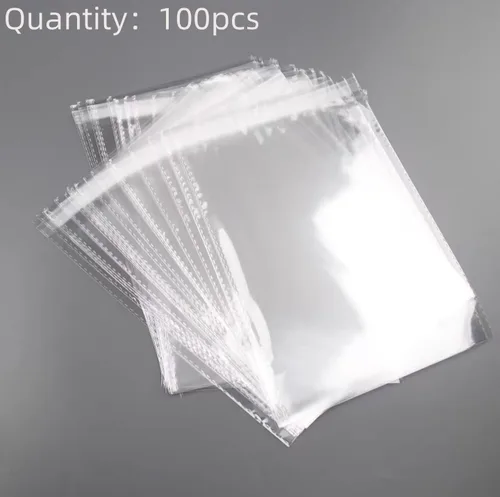 Vista 2 de 100 bolsas de plástico transparente (9 x 12 pulgadas) para embalaje, ropa y camisetas, bolsas de celofán autoadhesivas de embalaje fuerte
