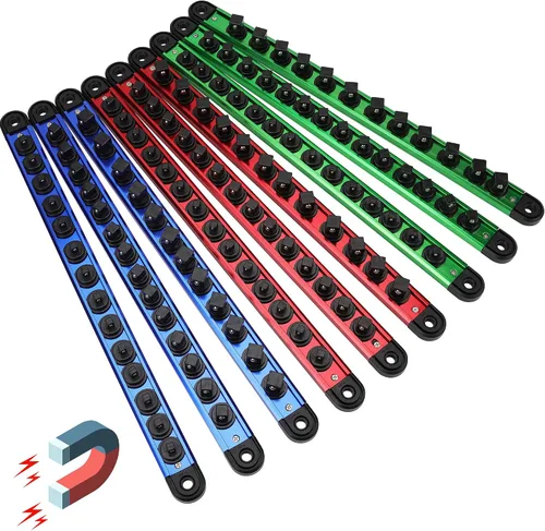 Vista 9 de Juego de organizador de portavasos magnético: juego de 6 piezas desmontables de 1/2, 3/8, 1/4, bandeja de almacenamiento de portavasos magnéticos