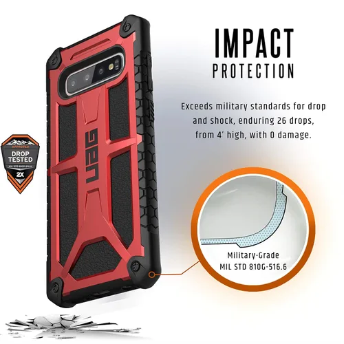 Vista 4 de URBAN ARMOR GEAR UAG - Funda para Samsung Galaxy S10 Plus [pantalla de 6.4 pulgadas] Monarch [Crimson] funda militar probada contra caídas