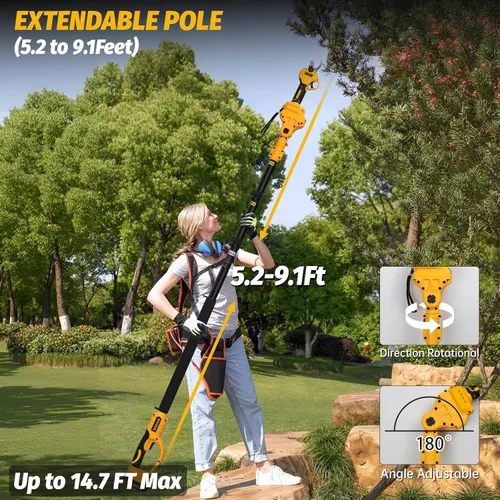 Vista 3 de Tijeras de podar eléctricas 2 en 1 inalámbricas para batería DeWALT de 20 V MAX, podadora de energía eléctrica máxima de 1.5 pulgadas, diámetro