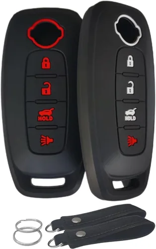 Vista 6 de Funda de silicona para llavero con control remoto sin llave, compatible con Nissan Pathfinder Rogue 2023 2024 - 4 botones para maletero de automóvil