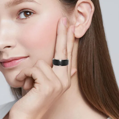 Vista 6 de Anillo antiestrés de titanio, de acero inoxidable para la ansiedad, tamaño 6-12, ancho 6 mm, 5 colores, para mujeres y hombres oro rosa, arco iris