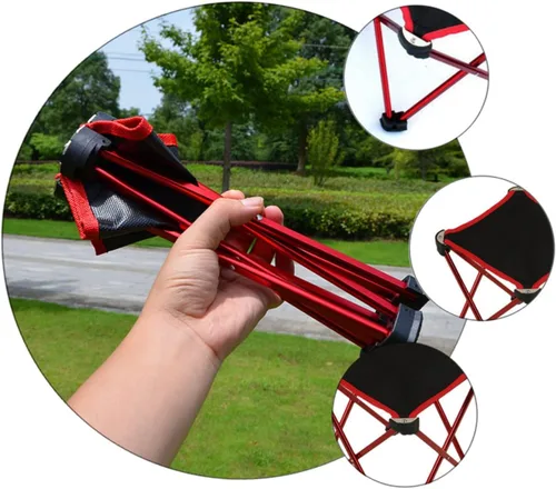 Vista 5 de Outanaya Taburete plegable de metal rojo para exteriores