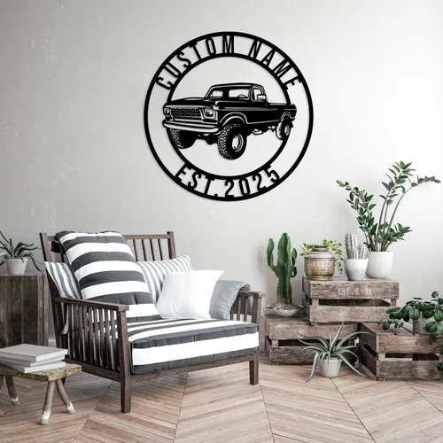 Vista 3 de Letreros metálicos personalizados para automóvil/camión, decoración de pared con nombre personalizado, decoración de garaje, decoración de taller