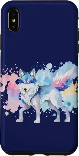 Vista 7 de Funda gráfica de lobo para iPhone 14 con diseño de lobos de anime japonés