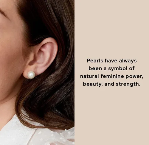 Vista 6 de THE PEARL SOURCE Aretes redondos de perlas reales de agua dulce blancas para mujer, aretes de oro de 14 quilates Aretes hipoalergénicos con perlas