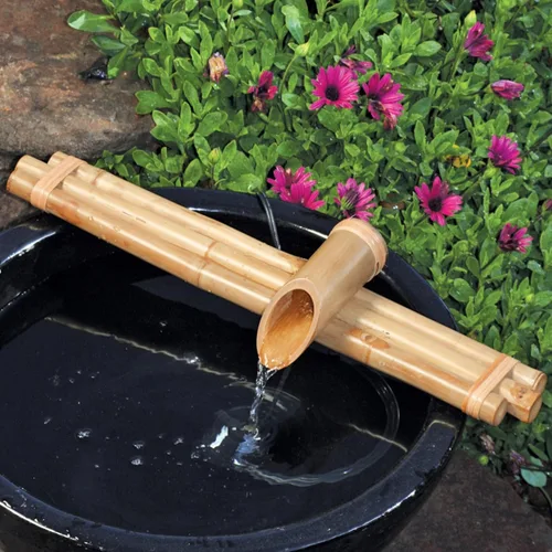 Vista 2 de Bamboo Accents Kit de fuente Zen de 18 pulgadas, tres brazos, bambú resistente a la división para bricolaje interior/exterior - para contenedores