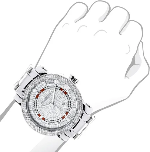 Vista 3 de LUXURMAN Reloj de diamantes para hombre 0.12ctw de diamantes, ACERO, Moderno