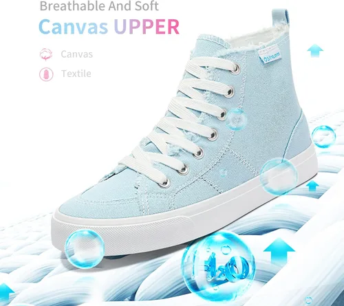 Vista 4 de Obtaom Zapatos de lona de alta calidad para mujerhombre para jugar a media pantorrilla, zapatillas de deporte de moda casuales con cordones de alta