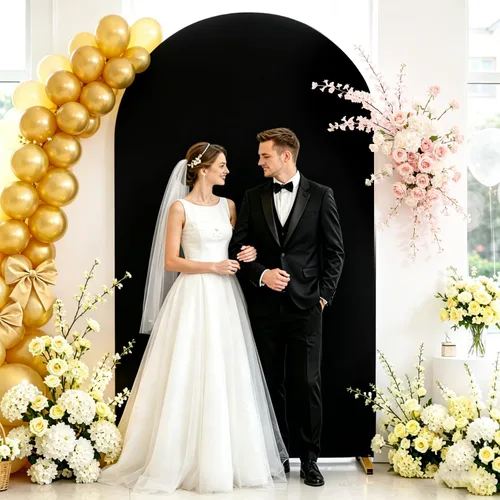 Vista 20 de FUHSY Cubierta de Arco de Boda Beige Cubierta de Arco Tela de Fondo Cubierta de Elastano de Arco de 6 Pies para Pared Arqueada Cubierta de Soporte