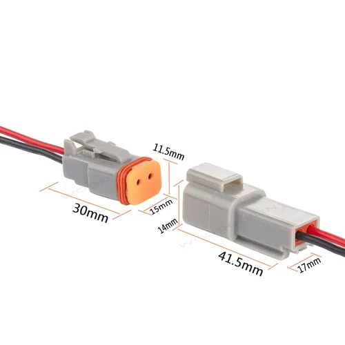 Vista 5 de Deutsch Conector DT de 2 Pines, Conector Eléctrico Automotriz Impermeable DT de 2 Vías Macho Hembra Enchufe Arnés de Cableado, con Cable de Alambre