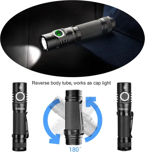 Vista 5 de Sofirn SC31 Pro linterna recargable de 2000 lúmenes, linterna recargable con potente LED SST40 6500K, para EDC, campamento, senderismo, pesca