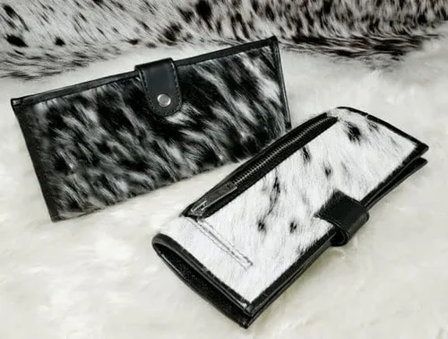 Vista 9 de NGF Cartera de cuero de vaca con cremallera para mujer, bolso de mano de cuero real en cartera, bolso organizador de bolso para mujer